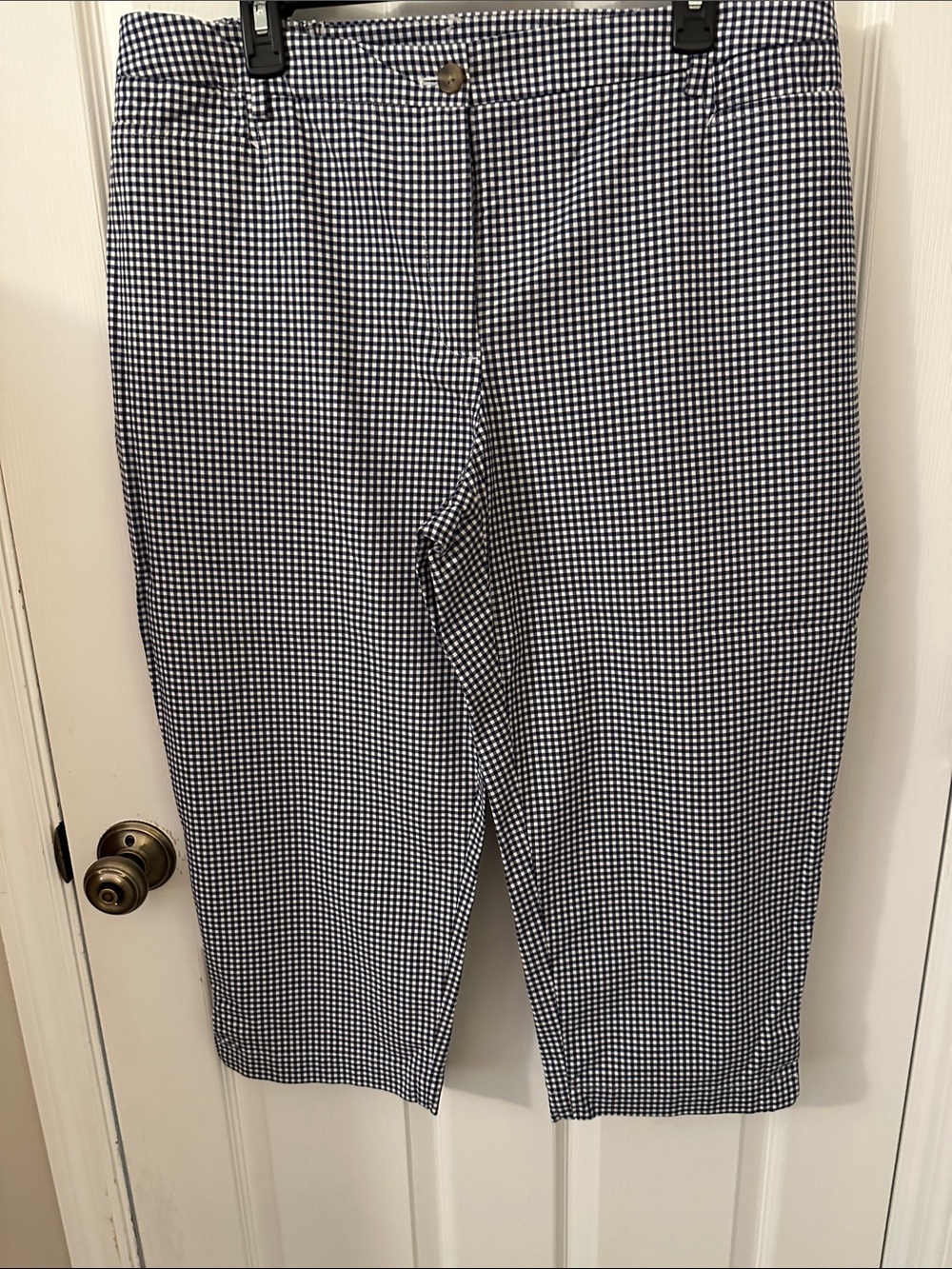 Talbots Navy and White Gingham capris